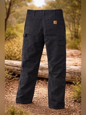 NWOT carhartt Black lined Cargo Work Pants | Rugged Utility Pants | Size 38